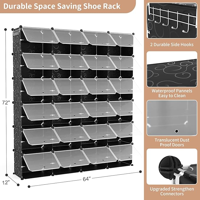 ROJASOP Shoe Storage Cabinet, 12-Tier Shoe Organizer 96 Pairs Extra Large - Image 3