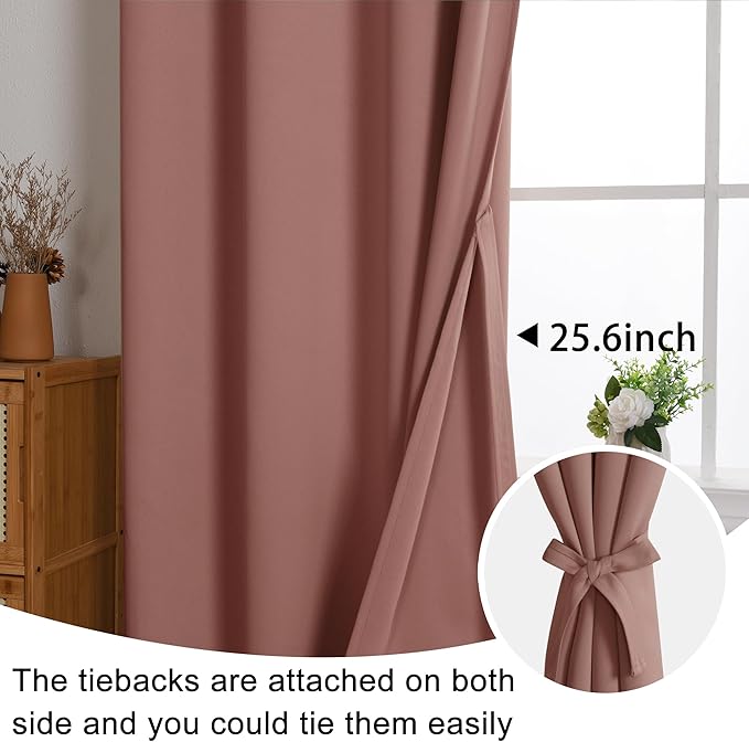JIUZHEN Dried Rose Blackout Curtains - Image 6