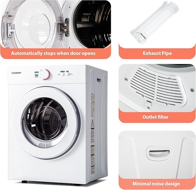 Euhomy Compact Dryer 1.8 cu. ft. Portable Clothes Dryers - Image 6