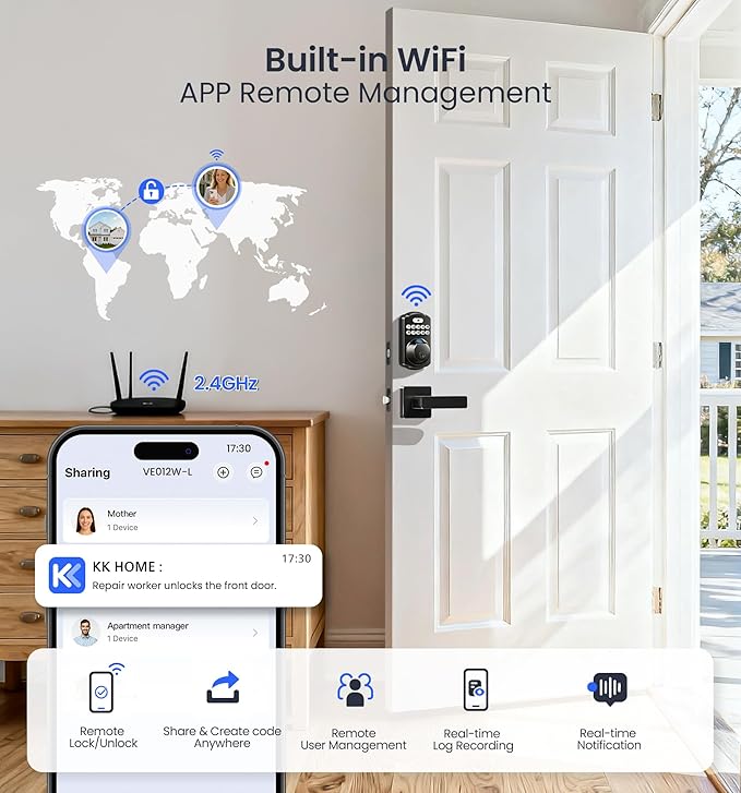 Veise VE012W-L Built-in Wi-Fi Fingerprint Smart Lock - Image 3