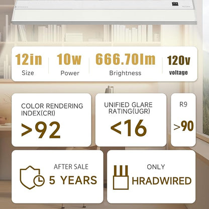 Ansen Hardwired Under Cabinet Lighting, 12in 10W LED Light - Image 2