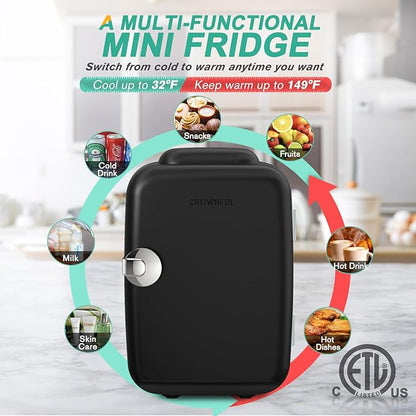 CROWNFUL Mini Fridge, 4 Liter/6 Can Portable Cooler and Warmer Personal Fridge - Image 4