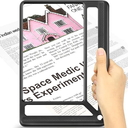 5X Full Page Magnifying Glass for Reading, Lightweight Rectangular Magnifier by AKKYCVS