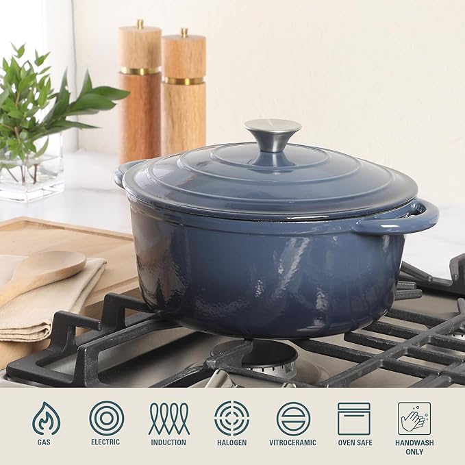 Gibson Home Addlestone 5 Qt Enameled Cast Iron Dutch Oven Pot - Image 4