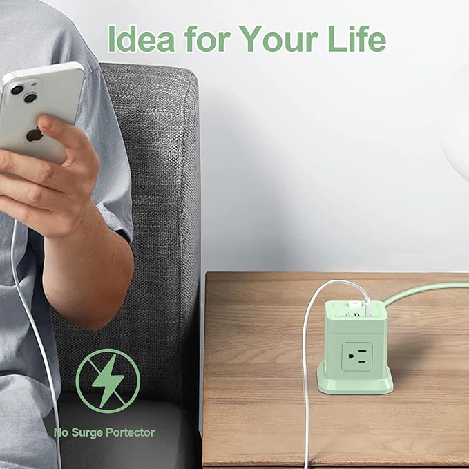 Cube Power Strip, FDTEK 4 Widely Spaced Outlet - Image 5