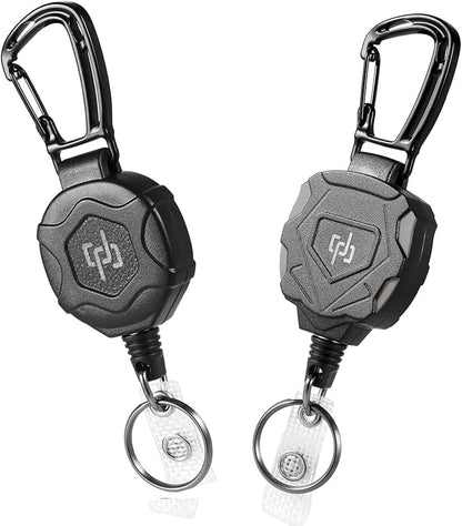 2 Pack Retractable Keychain Heavy Duty Carabiner Badge Holder, Tactical ID by SHENGXIN