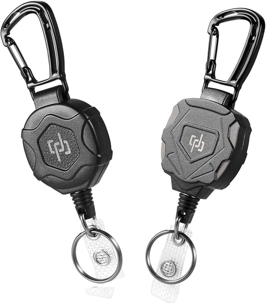 2 Pack Retractable Keychain Heavy Duty Carabiner Badge Holder, Tactical ID by SHENGXIN