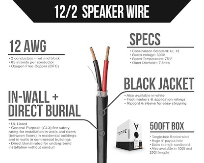 Voltive 12/2 Speaker Wire, in-Wall CL3 & Direct Burial, 500ft - Image 2
