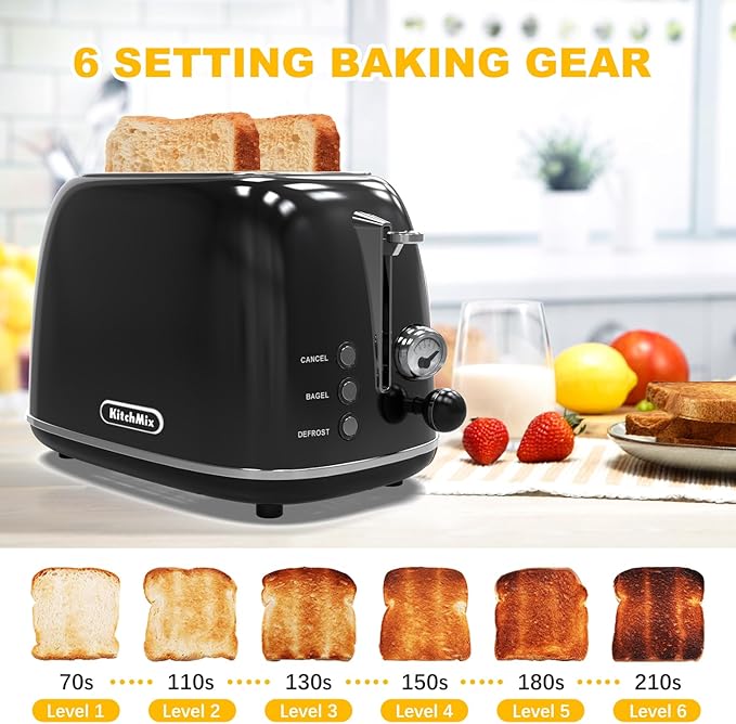 Toaster 2 slice, Retro Stainless Steel Toaster - Image 3