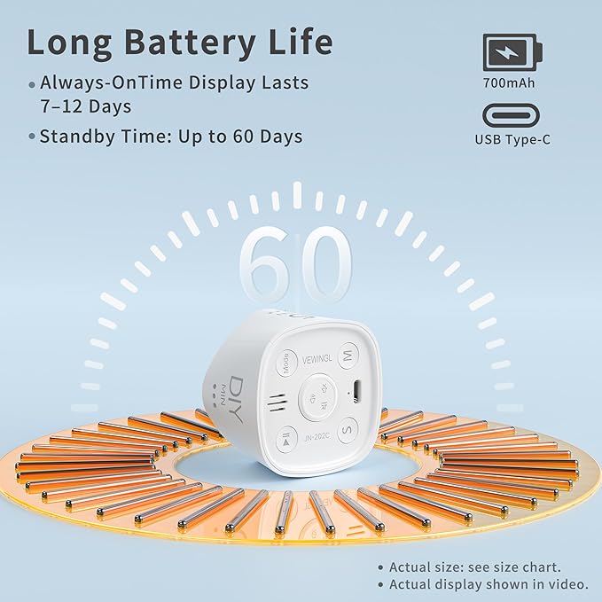 VEWINGL Cube Productivity Timer, 5/10/25/DIY Min Presets + Count-Up Mode - Image 5