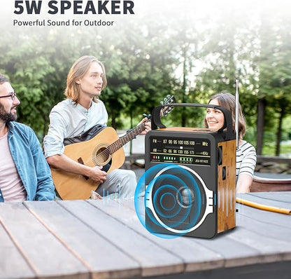 JEUJUG Portable AM FM Radio, FM Radio Built-in Rechargeable Battery/DC D*4 Cell - Image 5