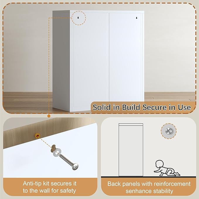 Metal Storage Cabinet with 2 Doors and 1 Drawer，Farmhouse Buffet Cabinet with - Image 5