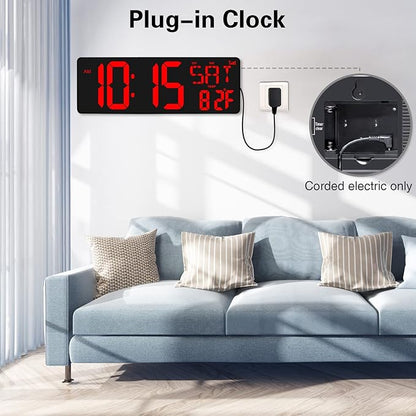XREXS Large Digital Wall Clock WiFi Sync, 16.5 in Large Display Wall Clock - Image 7