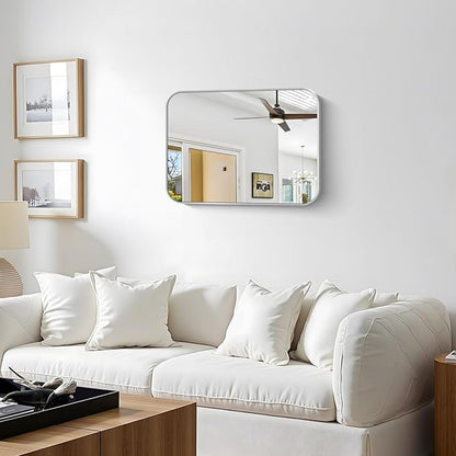 Silver Bathroom Mirror, 18 x 24 Inch Rectangle Mirrors - Image 3