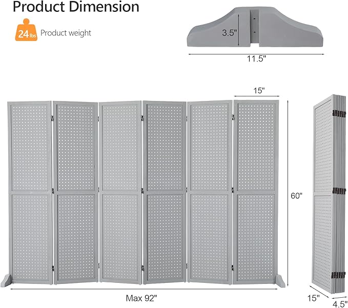 Bonnlo 4/6 Panel Pegboard Freestanding, 5 FT Portable Display Board Organizer - Image 2