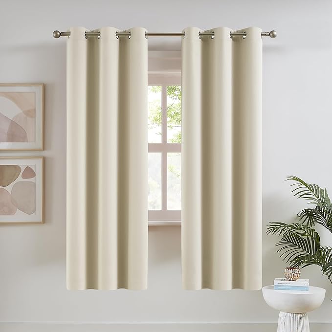 DUALIFE Buttercream Blackout Curtain Panels/Drapes by DUALIFE