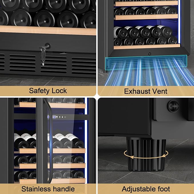 24" Inch Dual-Zone Wine Fridge, Freestanding/Built-in Wine Cooler Refeigerator - Image 6