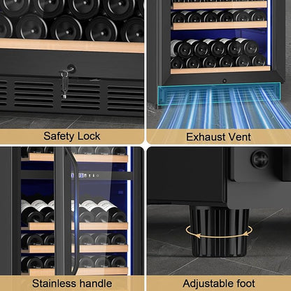 24" Inch Dual-Zone Wine Fridge, Freestanding/Built-in Wine Cooler Refeigerator - Image 6