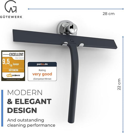 GÜTEWERK Shower Squeegee for Glass Doors, Silicone Window Squeegee, Bathroom - Image 3