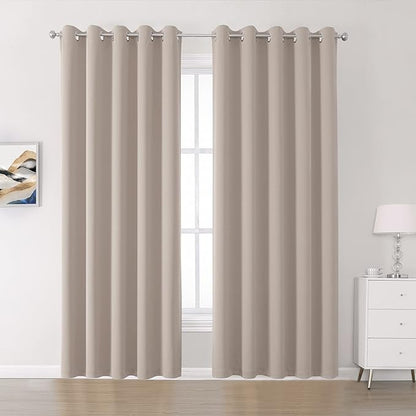 DUALIFE Curtains 90 Inches Long 2 Panels Set Extra Wide 60 Inches Warm Taupe by DUALIFE