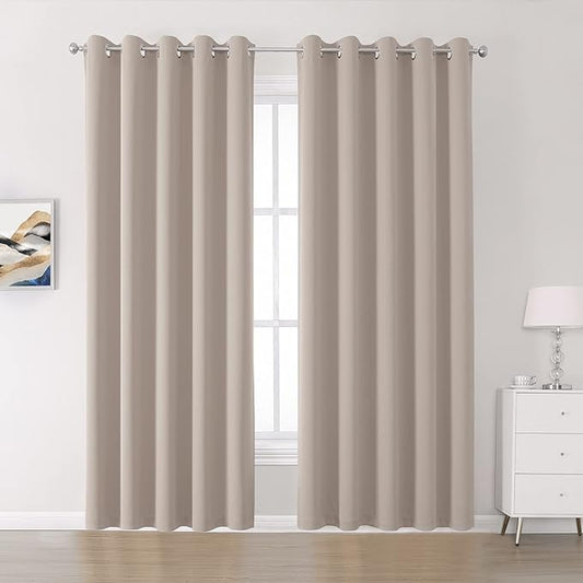 DUALIFE Curtains 90 Inches Long 2 Panels Set Extra Wide 60 Inches Warm Taupe by DUALIFE