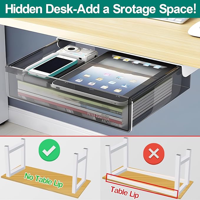 Large Under Desk Table Drawer Storage Organizer, Slide Out Drawer - Image 4