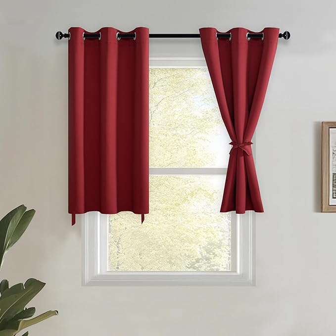 JIUZHEN Short Curtains Kitchen Half Window Blackout Curtains by JIUZHEN