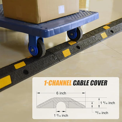 OranLite 6 Pack 1-Channel Rubber Cable Protector Ramp, Visible at Night - Image 5