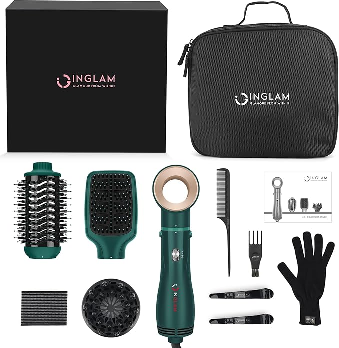 IG INGLAM Hair Dryer Brush, 4-in-1 Detachable Blow Dryer Brush, Ionic Diffuser - Image 8