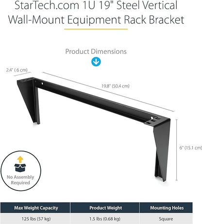 StarTech.com 1U Wall Mount Patch Panel Bracket – 19 in – Steel - Image 3