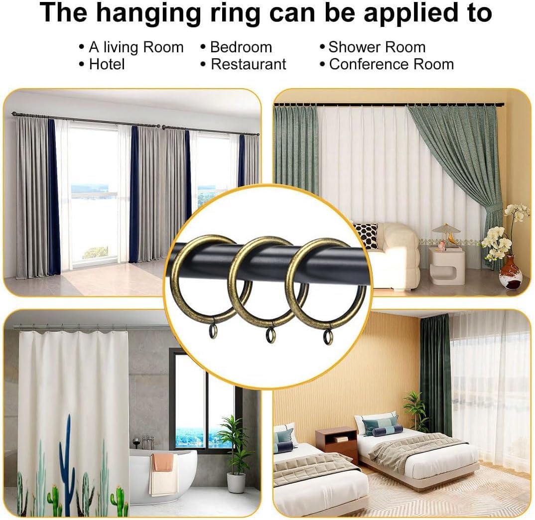 Thick Metal Curtain Rings,2.0-Inch Inner Diameter, 0.24-Inch Wire Diameter Fit up 1.7-inch Rods (Antique Brass-40Pcs)