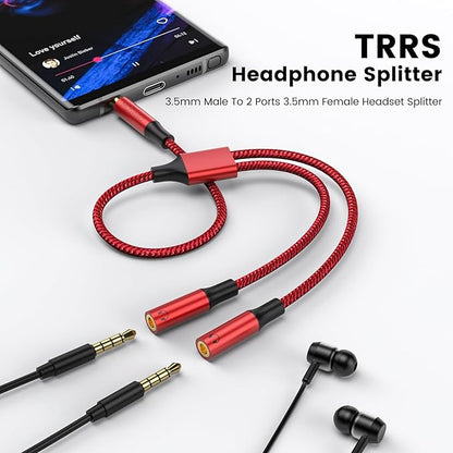 MOSWAG Headphone Mic Splitters Adapter Audio Headphone Connector Mutual - Image 2