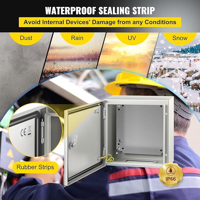 VEVOR NEMA Steel Enclosure, IP66 Waterproof & Dustproof, Outdoor/Indoor - Image 4