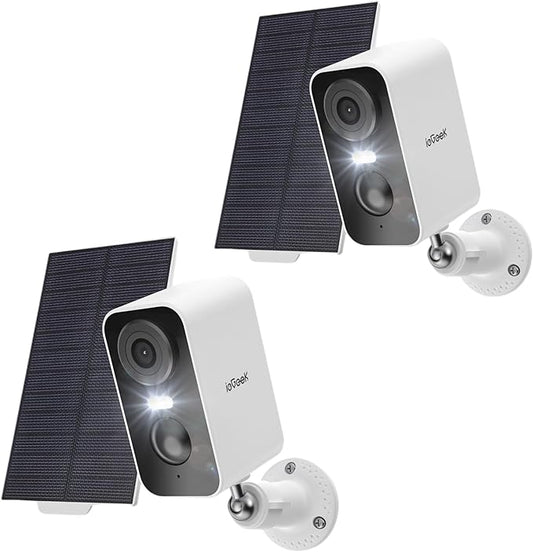 ieGeek Solar Security Cameras Wireless Outdoor, 2 Pack 2K WiFi Battery Camera by ieGeek