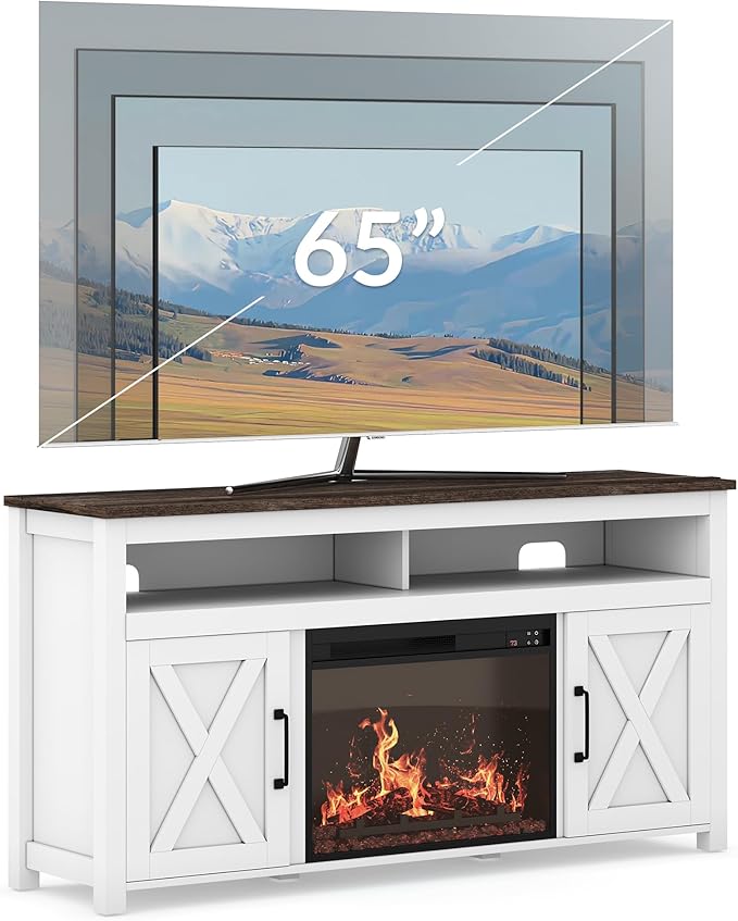 BELLEZE 58" Farmhouse Fireplace TV Stand - Image 9