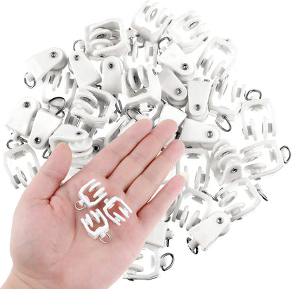 Jetec 25 Pcs Curtain Track Rollers Bulk, Flexible Bendable, White | Suitable for 11 mm Curtain Tracks, Plastic Rail Gliders Hooks Clips, Smooth Gliding for Ceiling Shower Window Room Divider