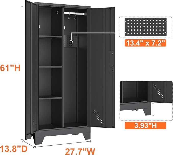 Storage Cabinet 61" H, Metal Outdoor Sheds - Image 3
