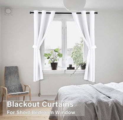 KOUFALL White Short Curtains for Small Bathroom Window, 2 Panel Sets Kitchen - Image 4