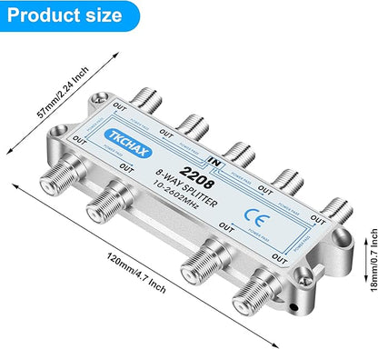 TKCHAX 8 Way Coaxial Cable Splitter, Support 10-2602MHz, RG6 Compatible - Image 7