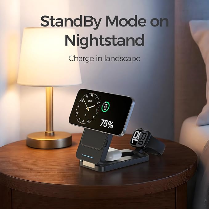 ANJANK 3 in 1 Foldable Wireless Charging Station, 5000mAh Removable Mag-Safe - Image 7