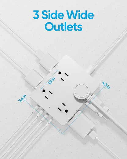 Surge Protector Power Strip 10 ft Cord, Olcorife Ultra Thin Flat Plug Extension - Image 6