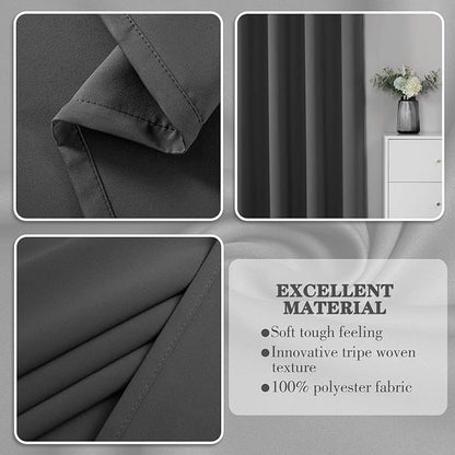 CUCRAF Dark Grey Blackout Curtains 54 inch Length, Thermal Insulated Room - Image 4
