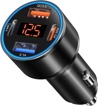 USB C Car Charger, 4-Port 65W Dual 12V USB-A & USB-C Car Phone Charger by Bangfun