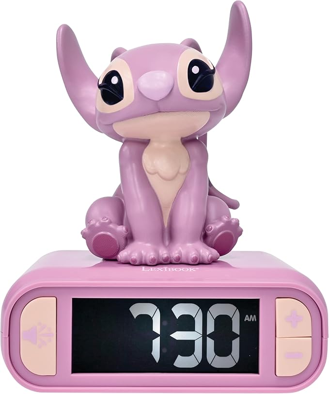 LEXiBOOK, Disney Stitch, Angel Night Light Alarm Clock, Sounds and Melodies - Image 2