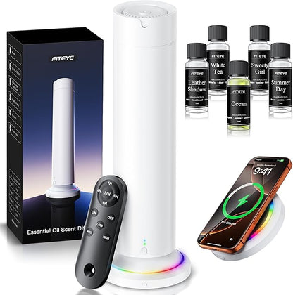 Waterless Scent Diffuser Kit Include 5x20ml Essential Oils, Essential Oil by Fiteye