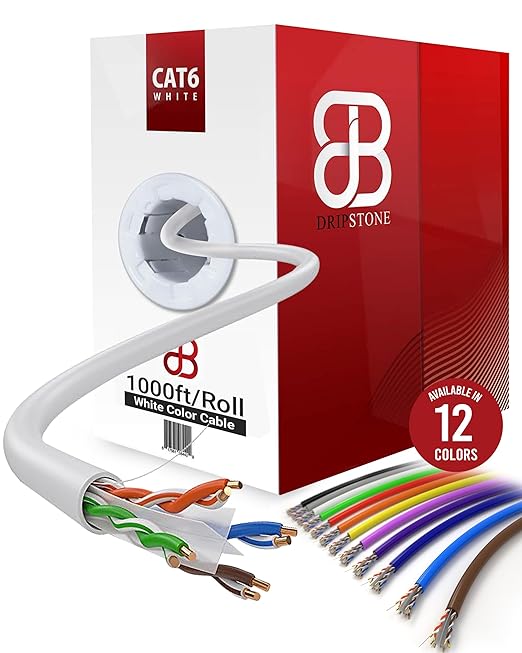 Dripstone CAT6 Ethernet Cable 1000ft Bulk Network LAN Wire 23AWG Solid CCA UTP by Dripstone