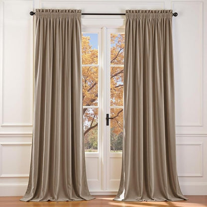 Lazzzy Velvet Blackout Extra Long Curtains Thermal Insulated Room Window Drapes by Lazzzy