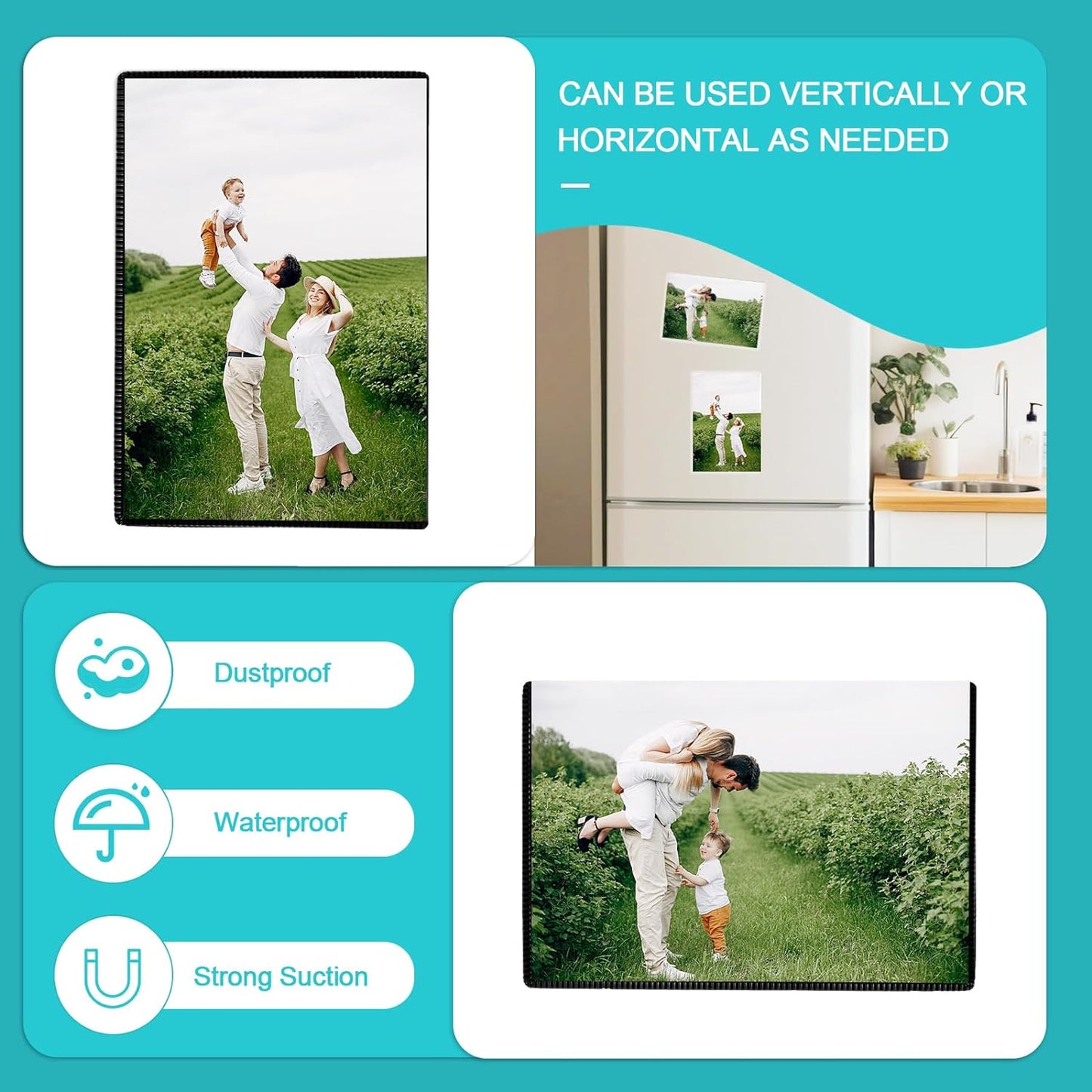 Sloworld Magnetic Picture Frame, 15 Pack Magnet Photo Frames for Refrigerator 4"x6" Reusable Fridge Photograph Frames for Locker/Whiteboard/Office Cabinet (Black 15 Pack)