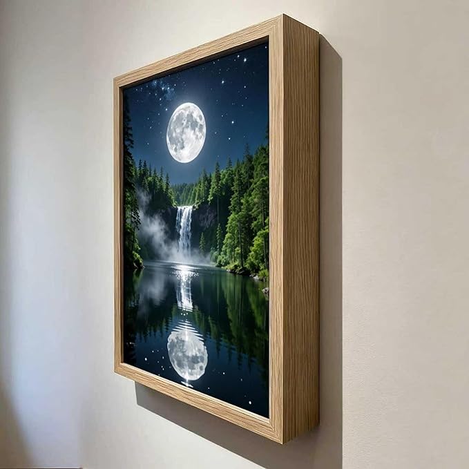 URVIP LED Glowing Photo Frame, 3D Starry-Sky Moon Lake Misty Forest Wall Art - Image 4