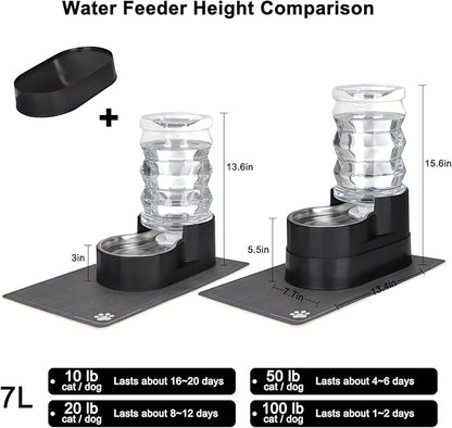 RIZZARI Automatic Dog Water Dispenser: 7L Black Stainless Steel Feeder - Image 2